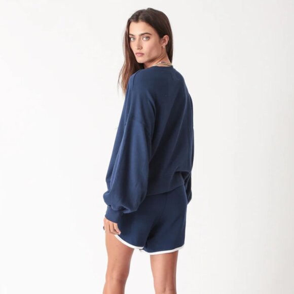 Electric & Rose Track Short in Navy Blue French Terry NEW‎ USA $128 Small - Picture 2 of 9